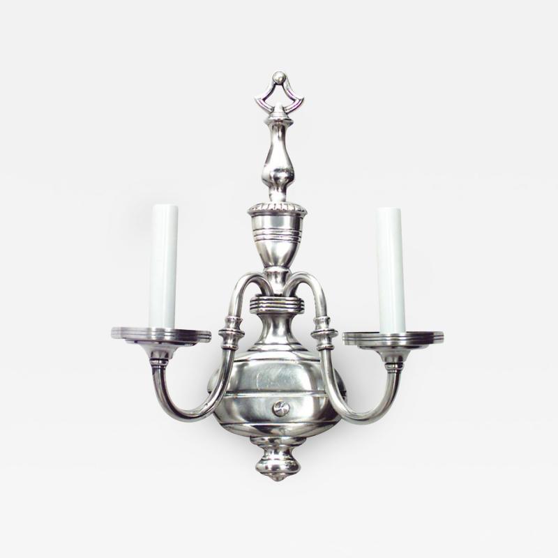 English Georgian Style Silver Plate Wall Sconces