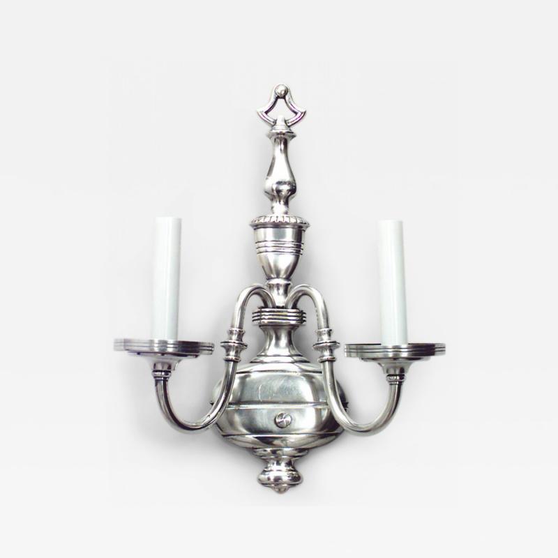 English Georgian Style Silver Plate Wall Sconces