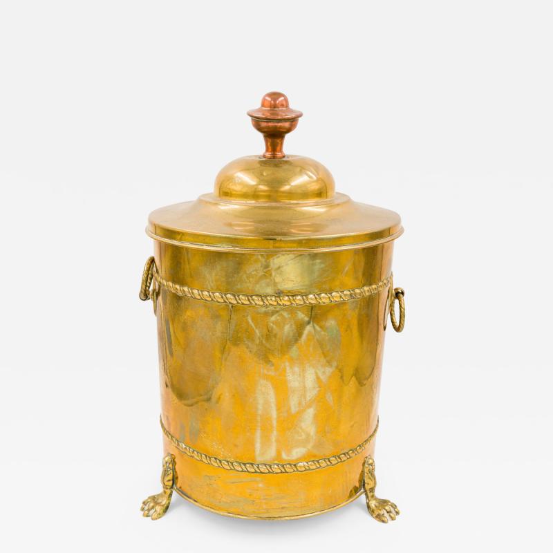 English Georgian style Brass Round Bucket With Lid