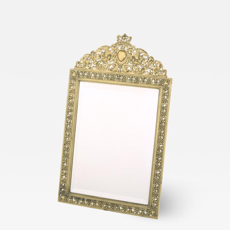 English Gilt Brass Framed Beveled Vanity Mirror