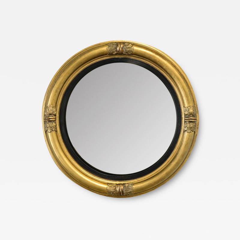 English Gold Gilt Convex Mirror