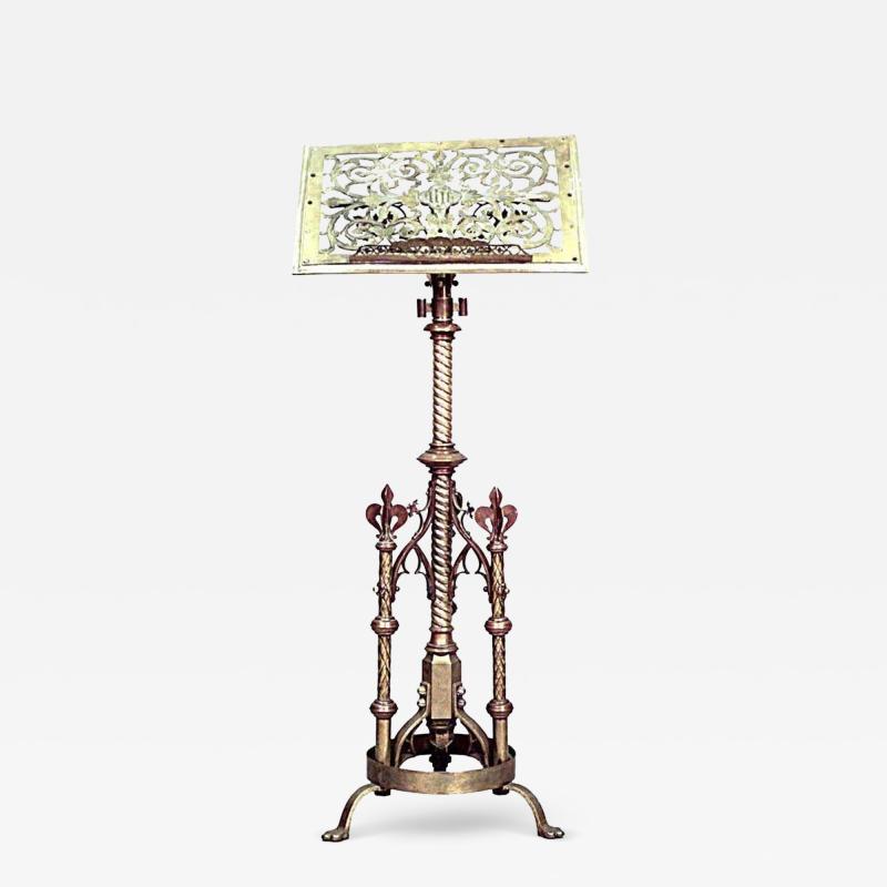 English Gothic Revival Brass Lectern Music Stand