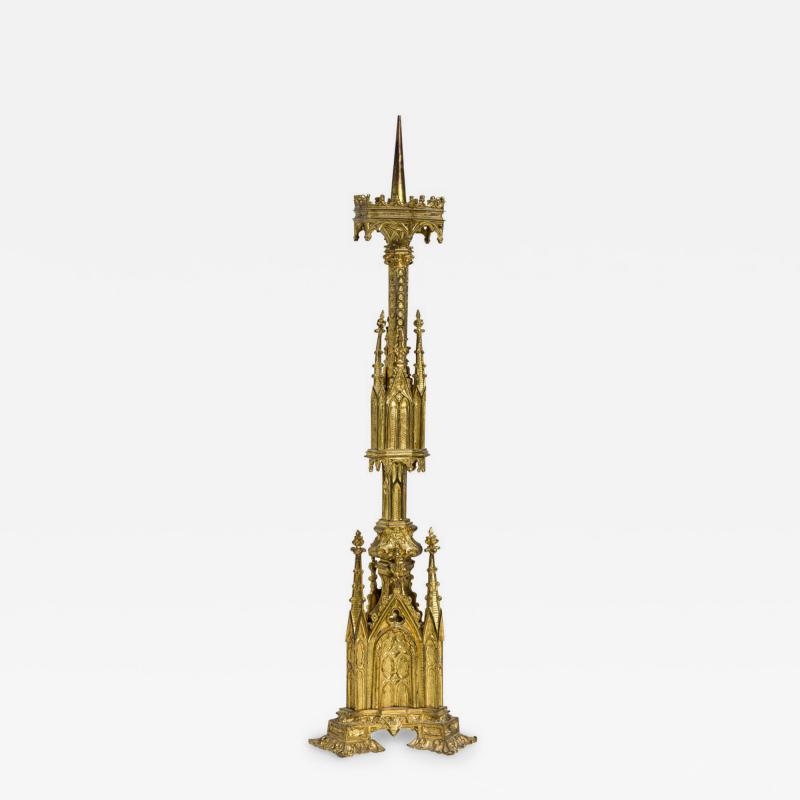 English Gothic Revival Bronze Dore Altar Candlestick