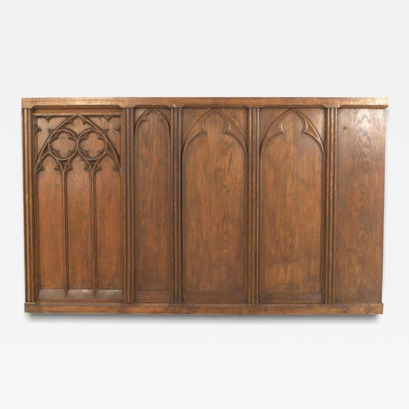English Gothic Revival Oak Panel Railings