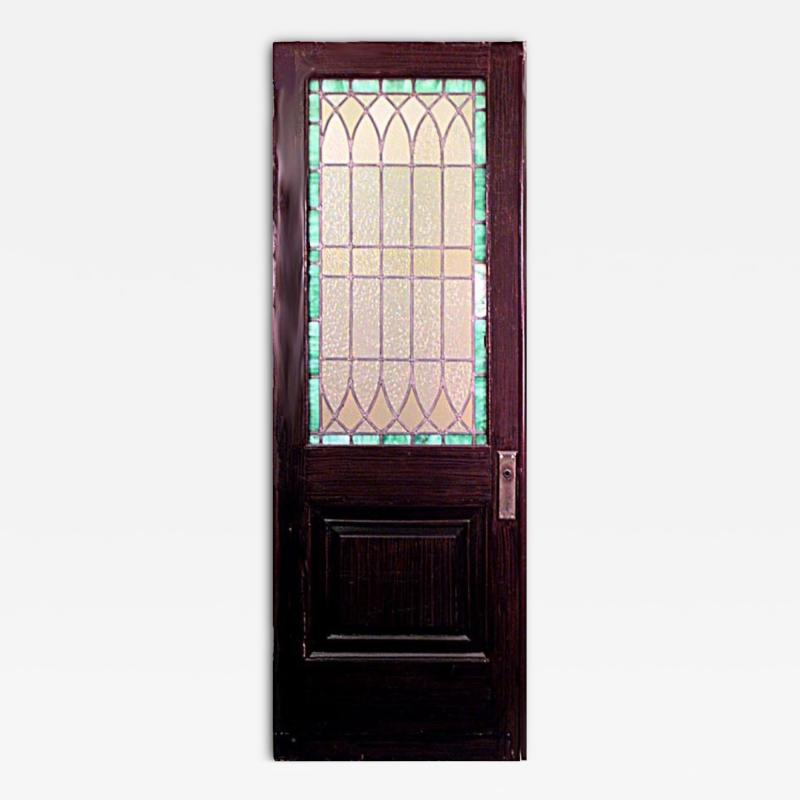 English Gothic Style Painted Wood and Glass Sliding Door