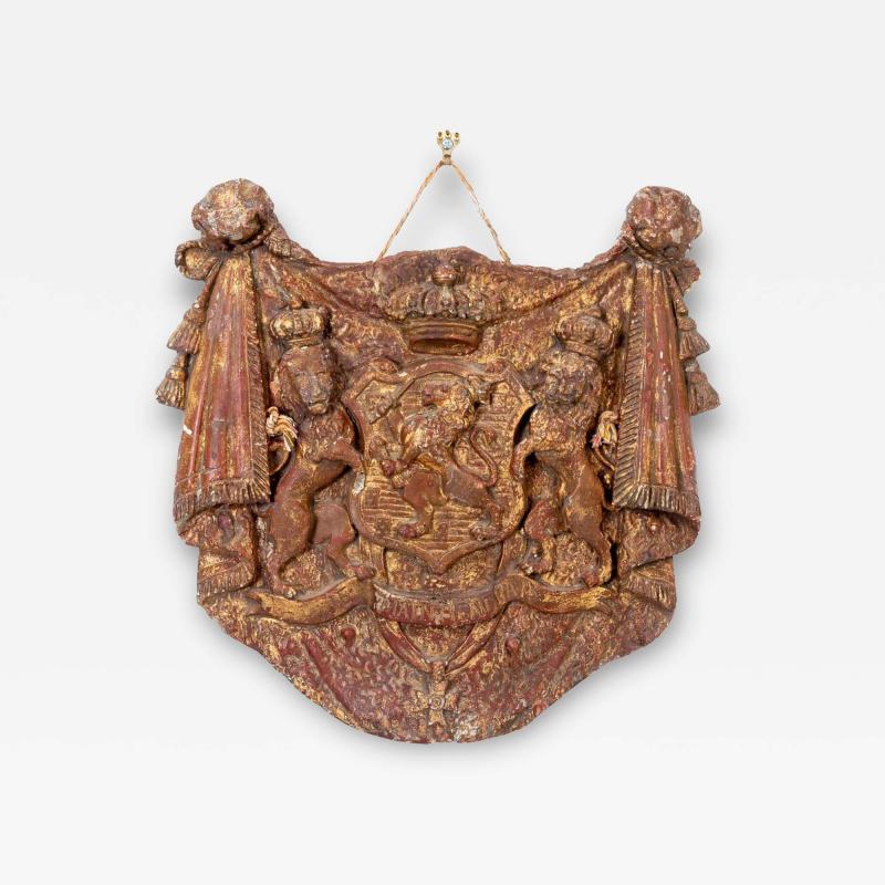 English Heraldic Plaque with Lions Early 20th Century