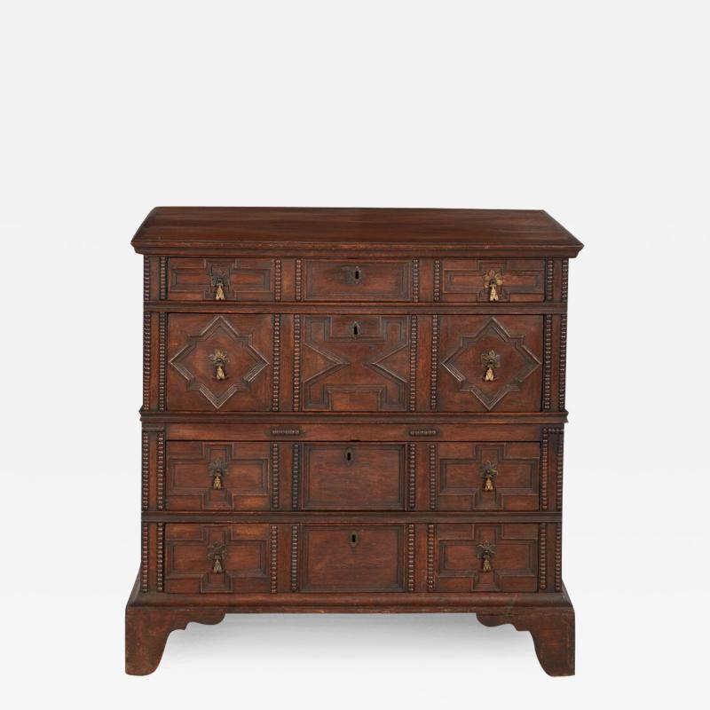English Jacobean Geometric Molded Chest