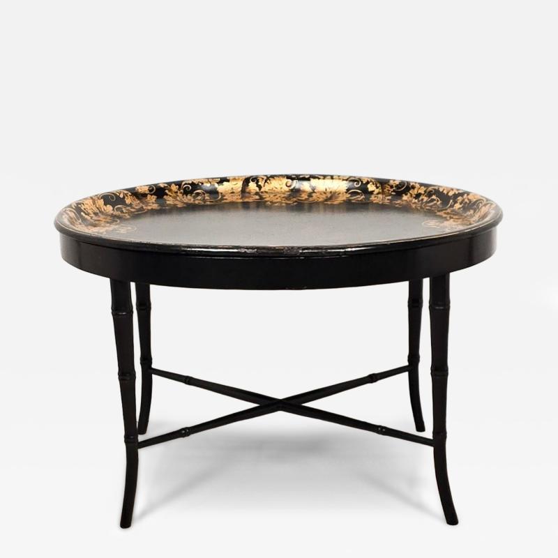 English Lacquered Gilt Papier m ch Tray circa 1870