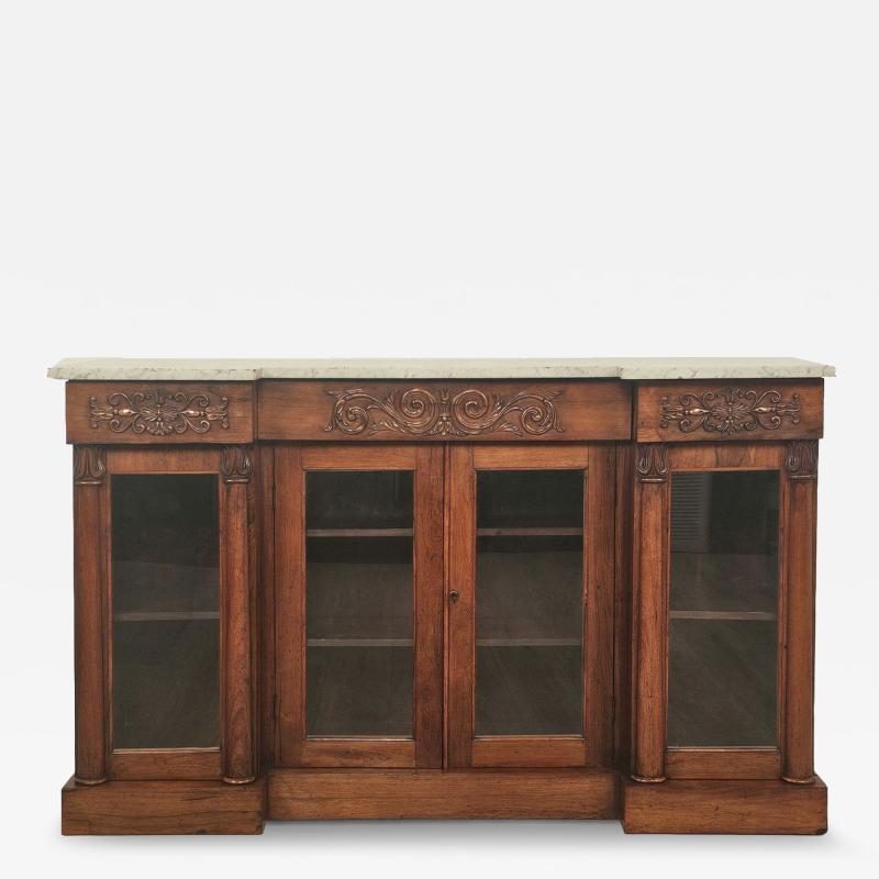 English Late Regency Period Rosewood Breakfront Cabinet circa 1830