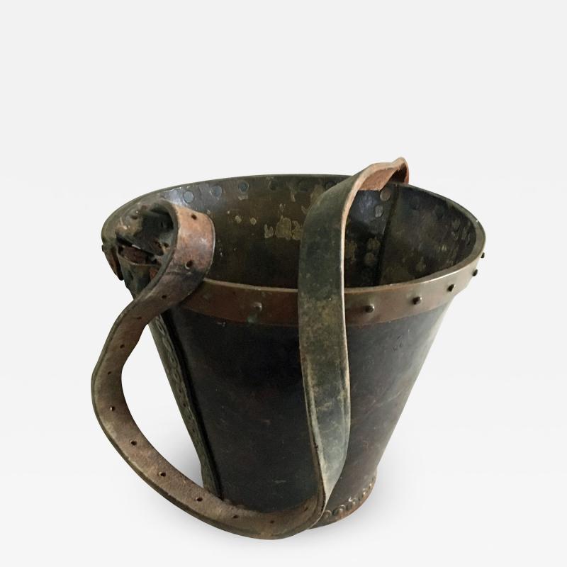 English Leather and Copper Fire Bucket