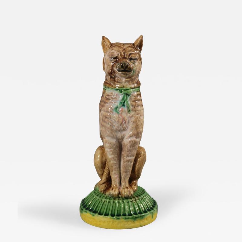 English Majolica Cat IVE EATEN THE CANARY Figure