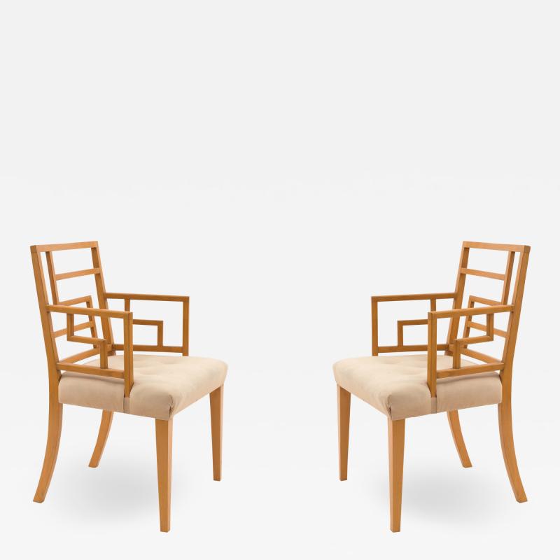 English Maple Geometric Arm Chairs