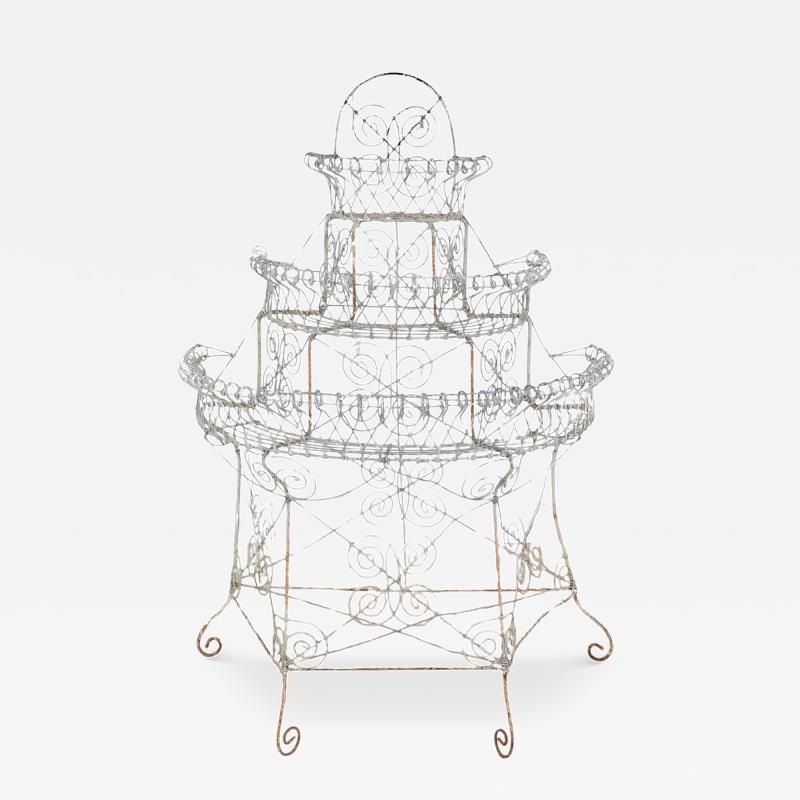 English Mid 20th Century Semi Circular Wirework Plant Stand