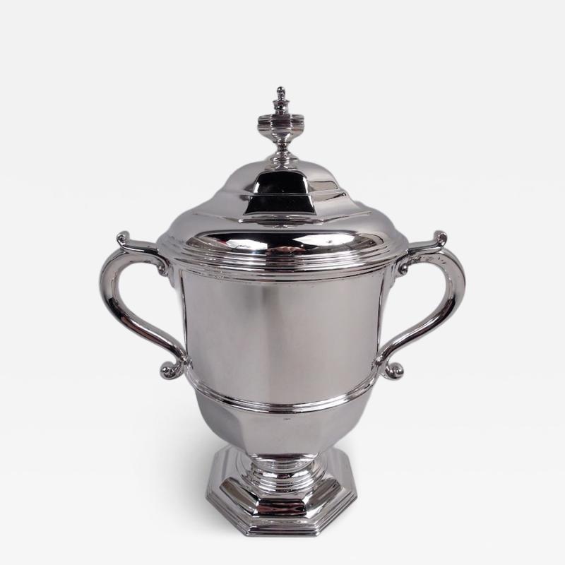 English Neoclassical Sterling Silver Covered Urn Trophy Cup 1958