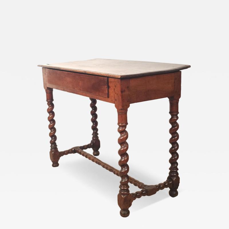 English Oak Barley Twist Tavern Table with Drawer 18th century