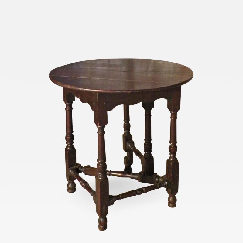 English Oak Small Round Early 18th Century Drop Leaf Table