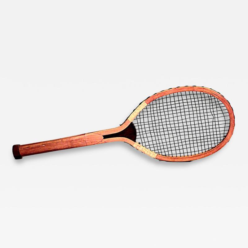 English Oversized Wooden Tennis Racket Wall Plaque