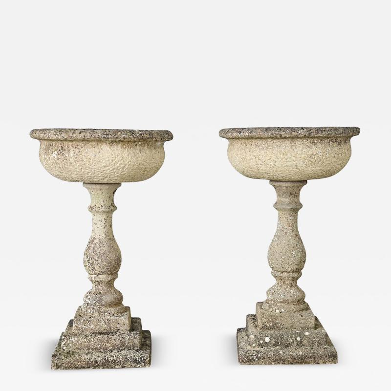 English Pair of 19th Century Cast Stone Planters