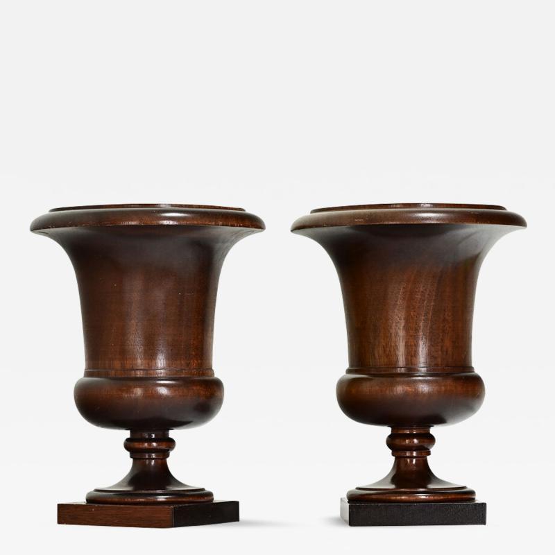 English Pair of 19th Century Walnut Urns