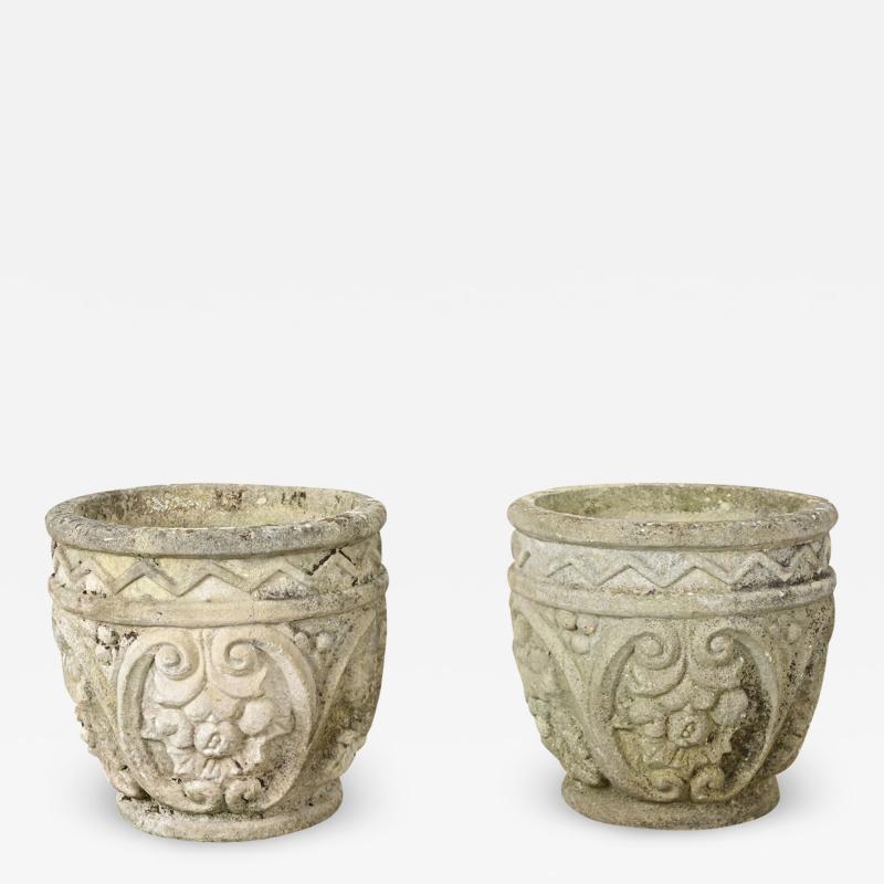 English Pair of Reconstituted Stone Planters
