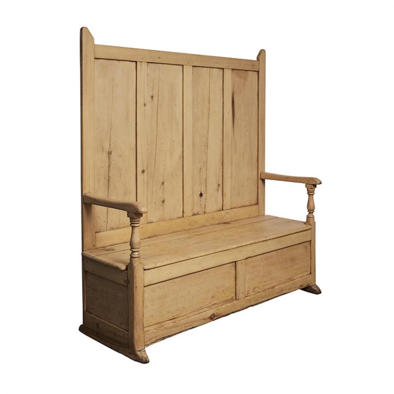 English Pine Hall Bench with Storage