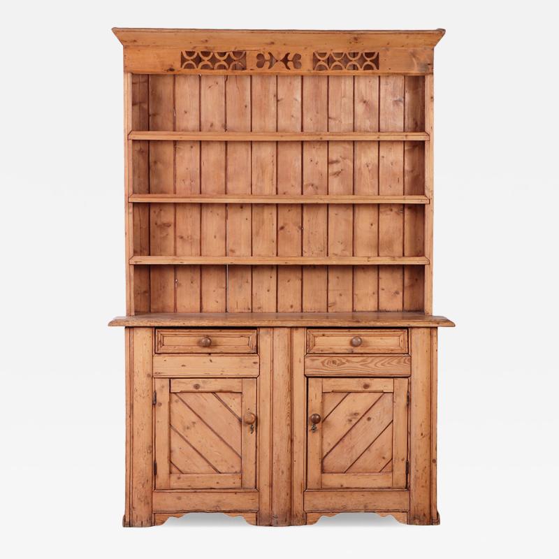 English Pine Stepback Dresser Bookcase One Piece 19th C 