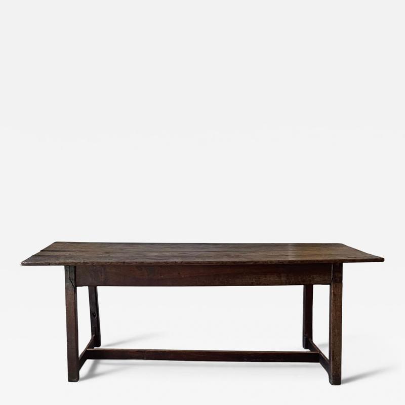 English Plank Top Rustic Oak Dining Table Early 18th Century