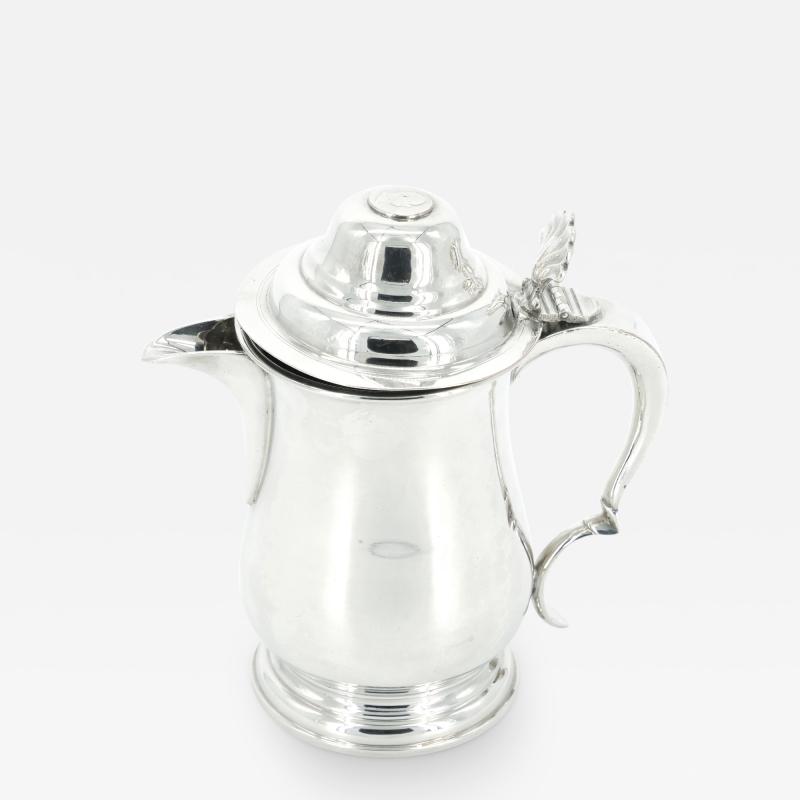 English Queen Anne Silver Plate Covered Footed Tankard