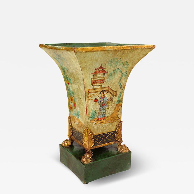 English Recency Style Chinoiserie Celadon Pot