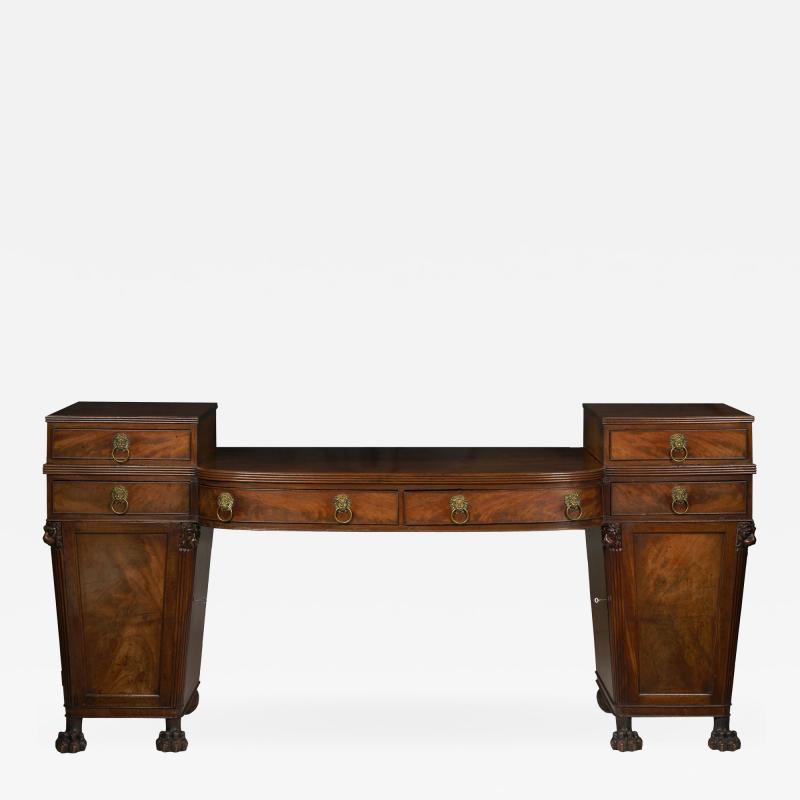 English Regency Antique Mahogany Sideboard Server w Lion Heads circa 1810
