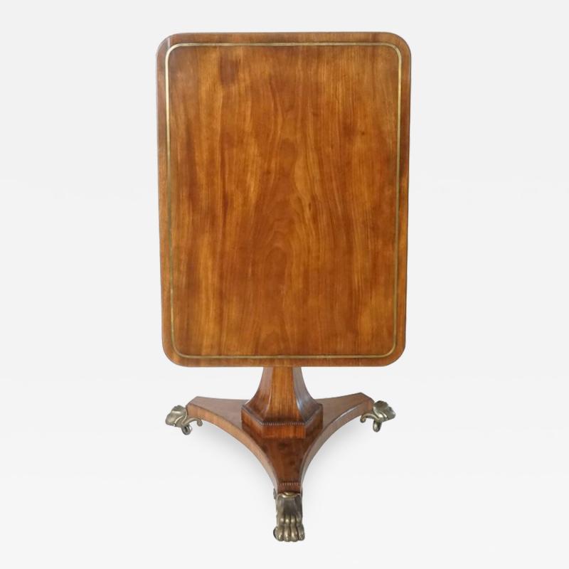 English Regency Brass Inlaid Mahogany Tilt Top Table circa 1820