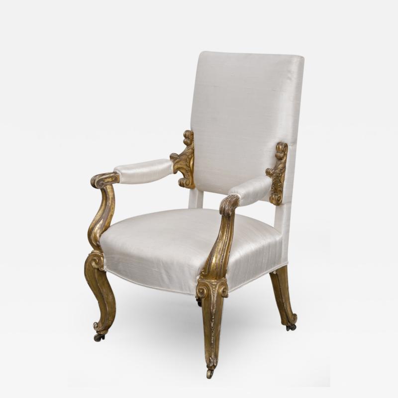 English Regency Giltwood Open Armchair Circa 1820