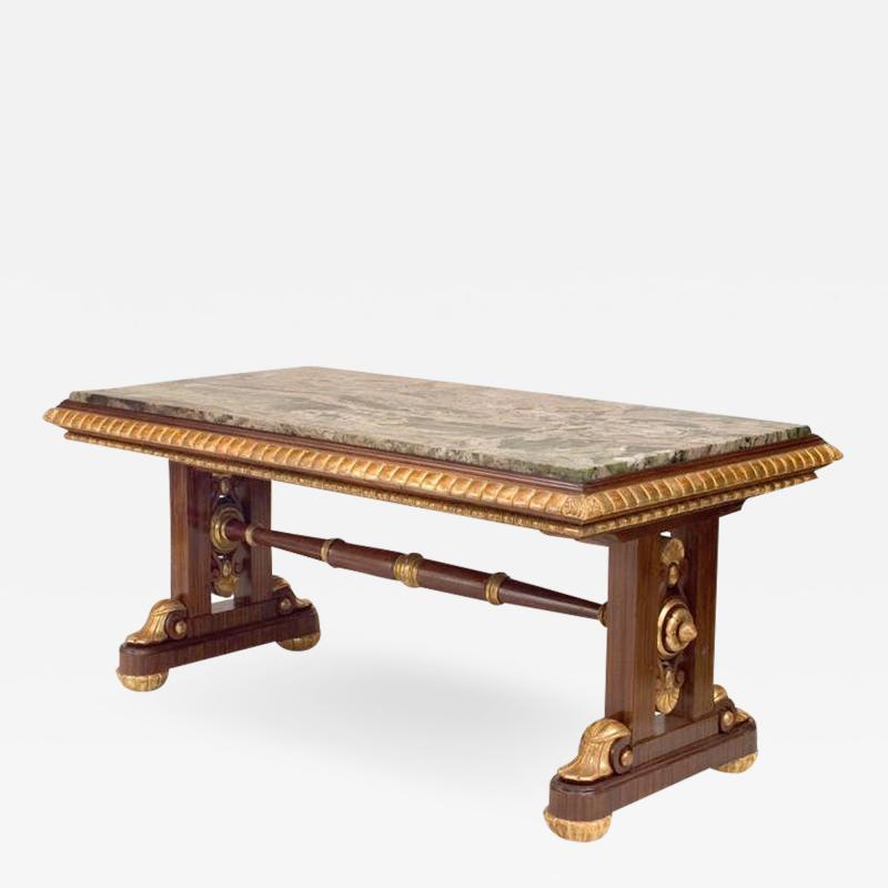 English Regency Jasper Marble and Mahogany Center Table