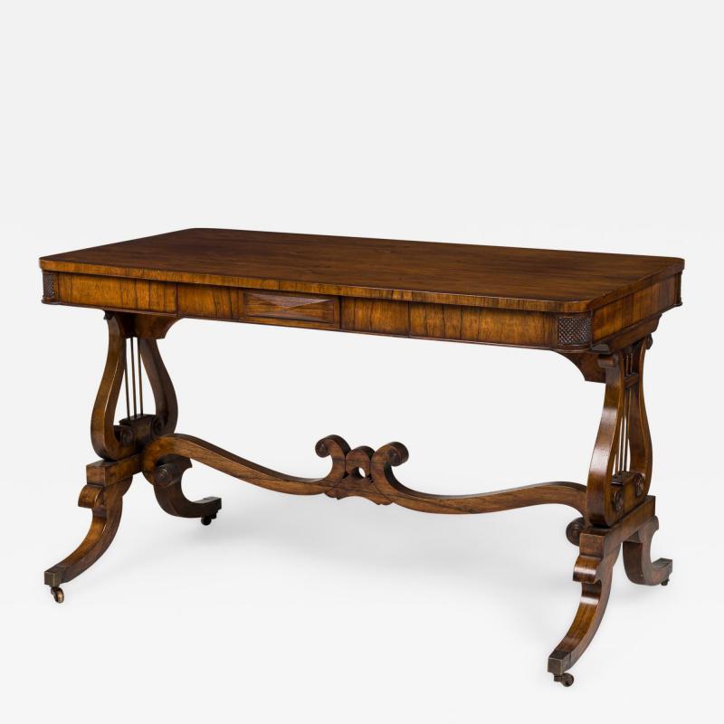English Regency Lyre Support Table Desk