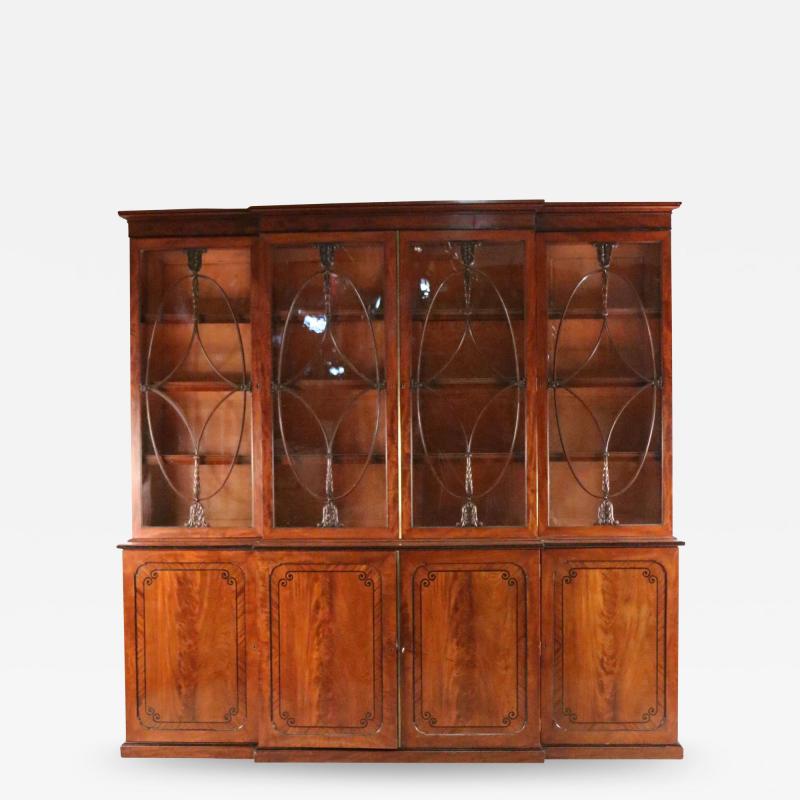 English Regency Mahogany Breakfront Cabinet