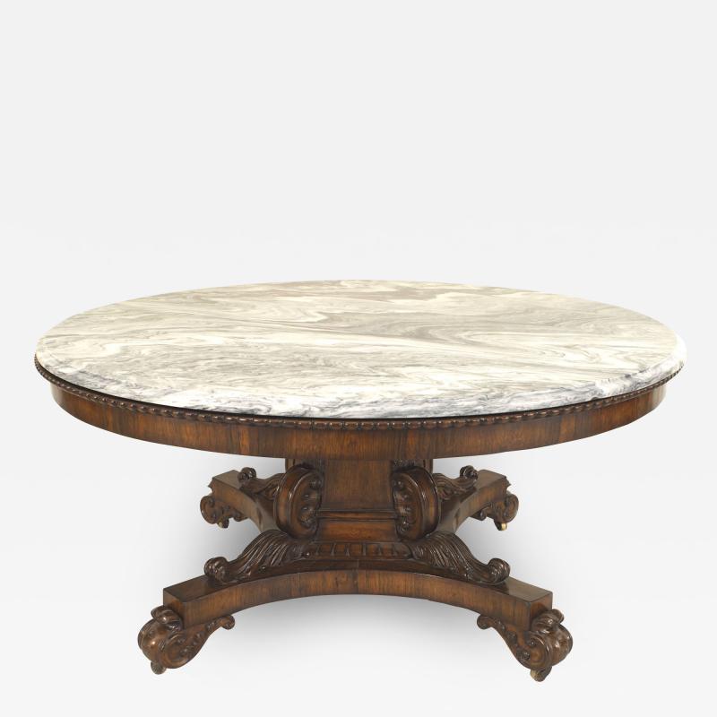 English Regency Mahogany Marble Center Table