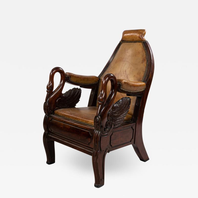 English Regency Mahogany Swan Arm Chair