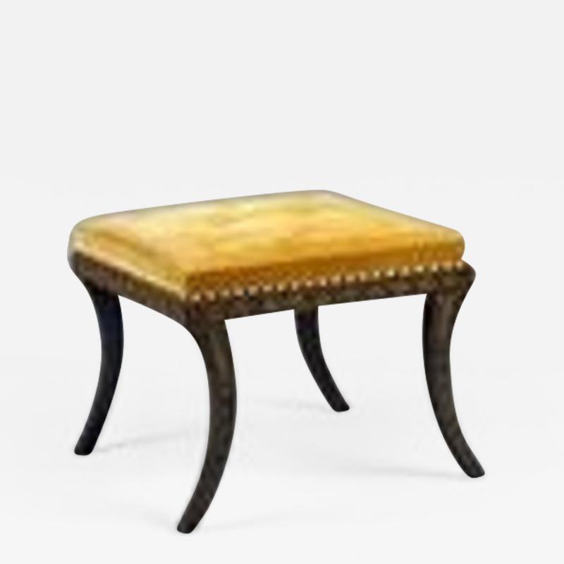 English Regency Period Painted Sabre Leg Bench Stool with original decoration