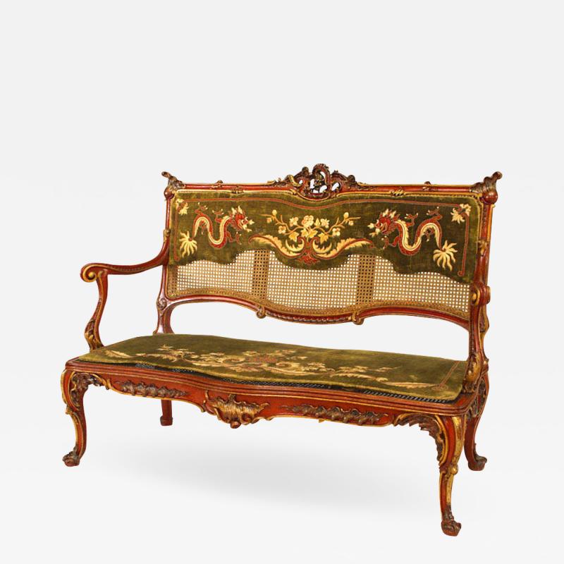 English Regency Red Lacquered Loveseat