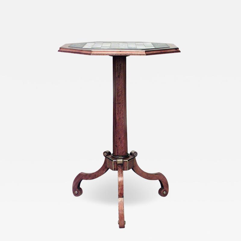 English Regency Satinwood Chess Checkers Game Table