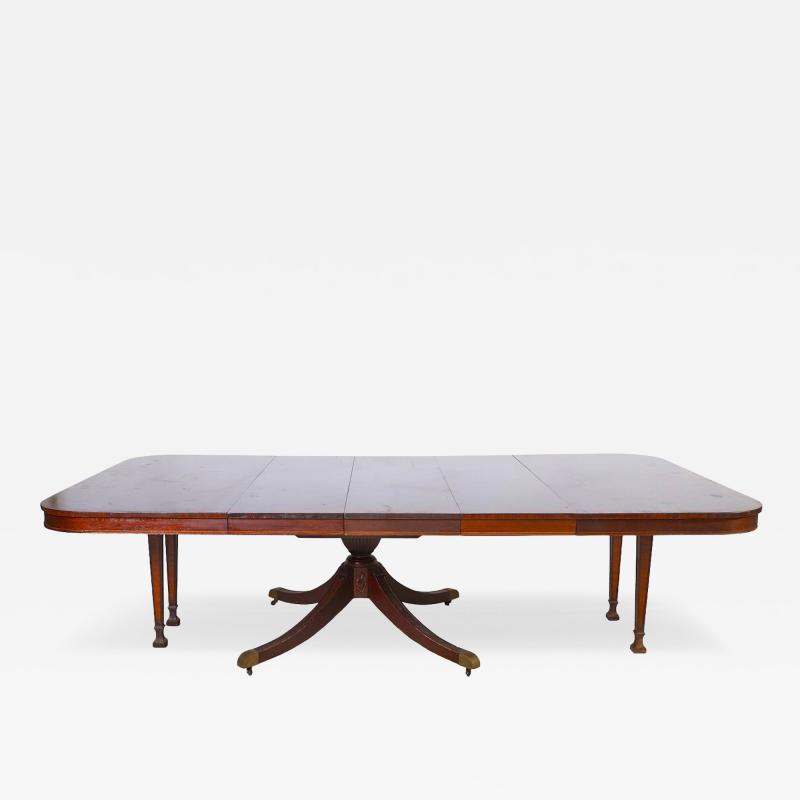 English Regency Style 19th Century Mahogany and Fruitwood Inlaid Pedestal Table