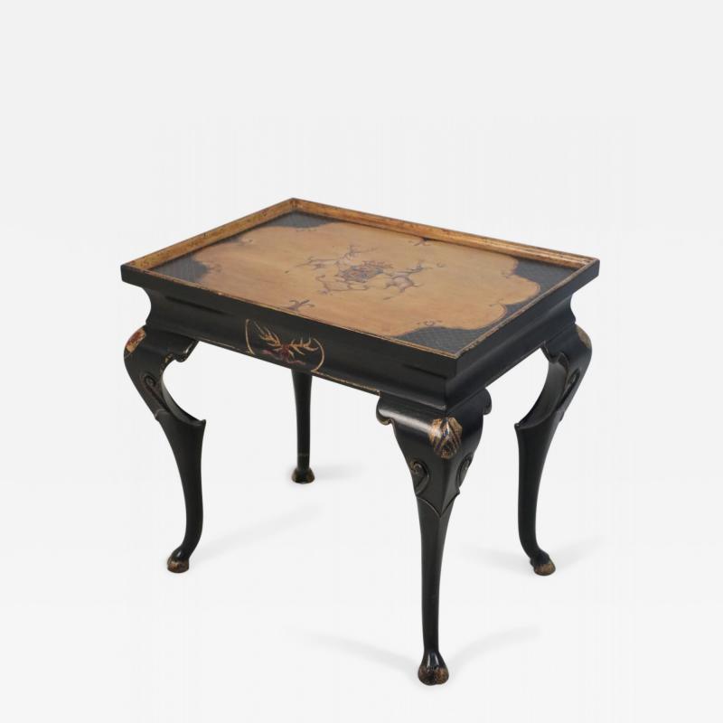 English Regency Style Black and Gold Painted End Table