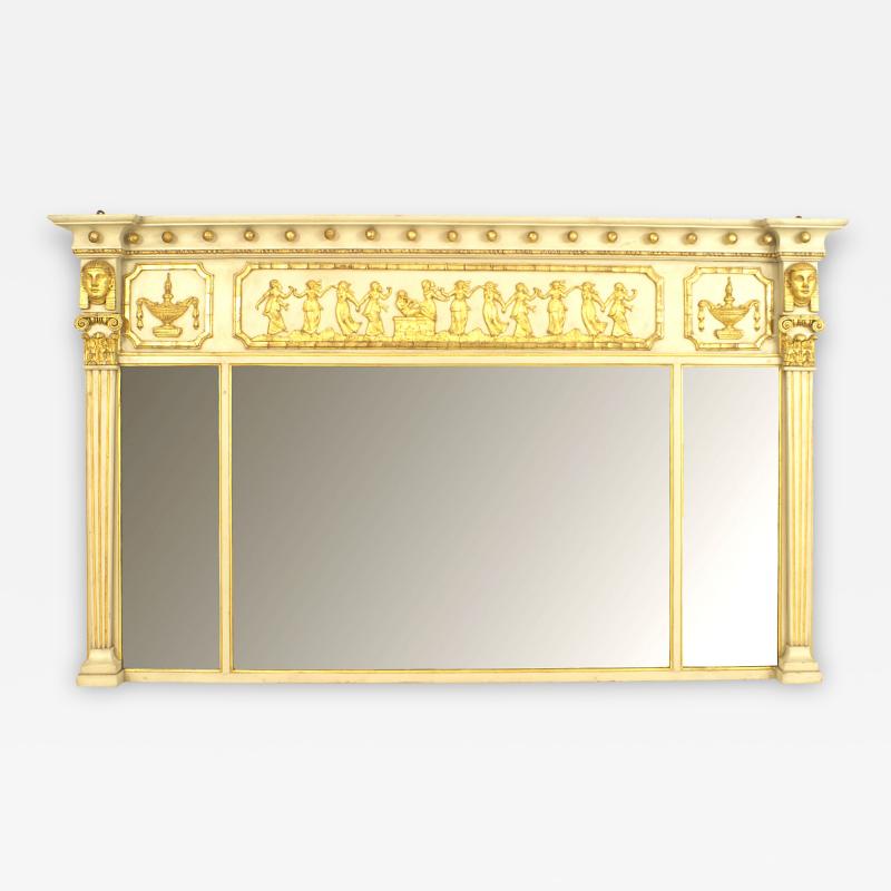 English Regency Style Gilt and Painted Wall Mirror