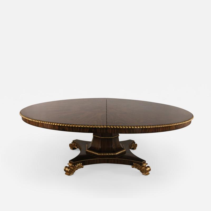 English Regency Style Mahogany and Giltwood Round Center Table