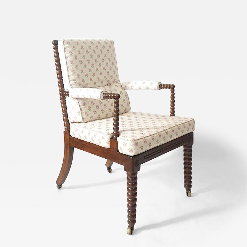 English Regency Walnut Bobbin Armchair circa 1825