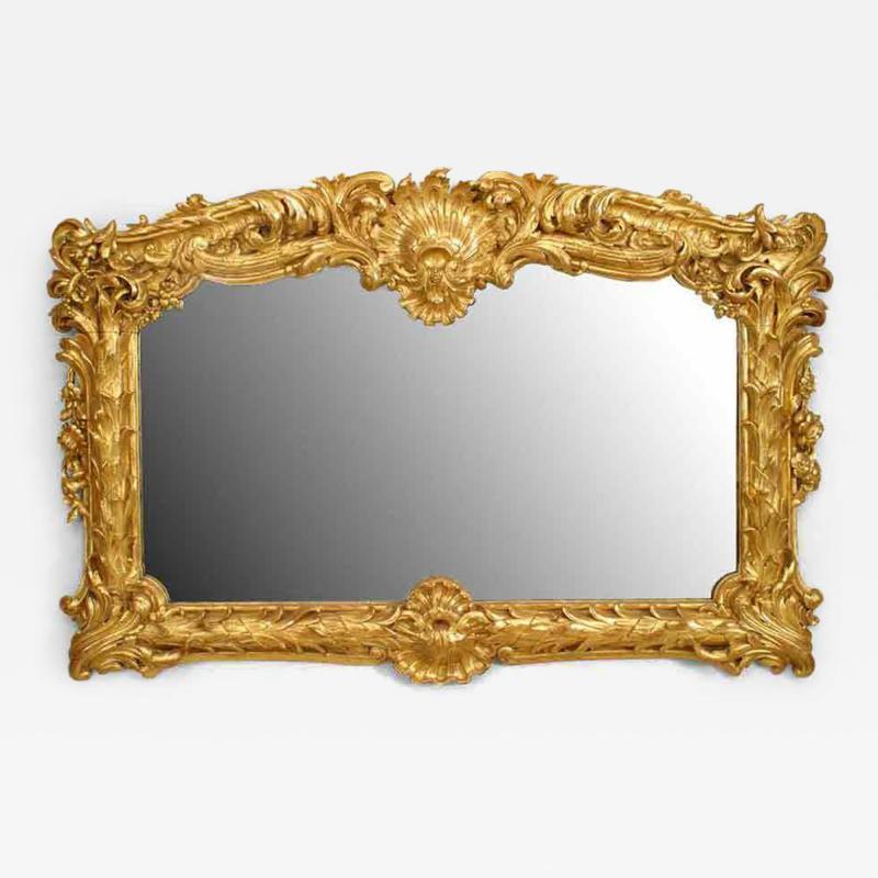 English Regency style 19th Cent gilt horizontal wall mirror with palm design