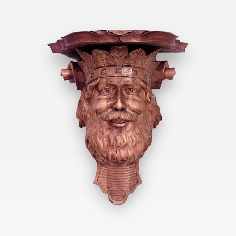 English Renaissance Carved Man Shelf