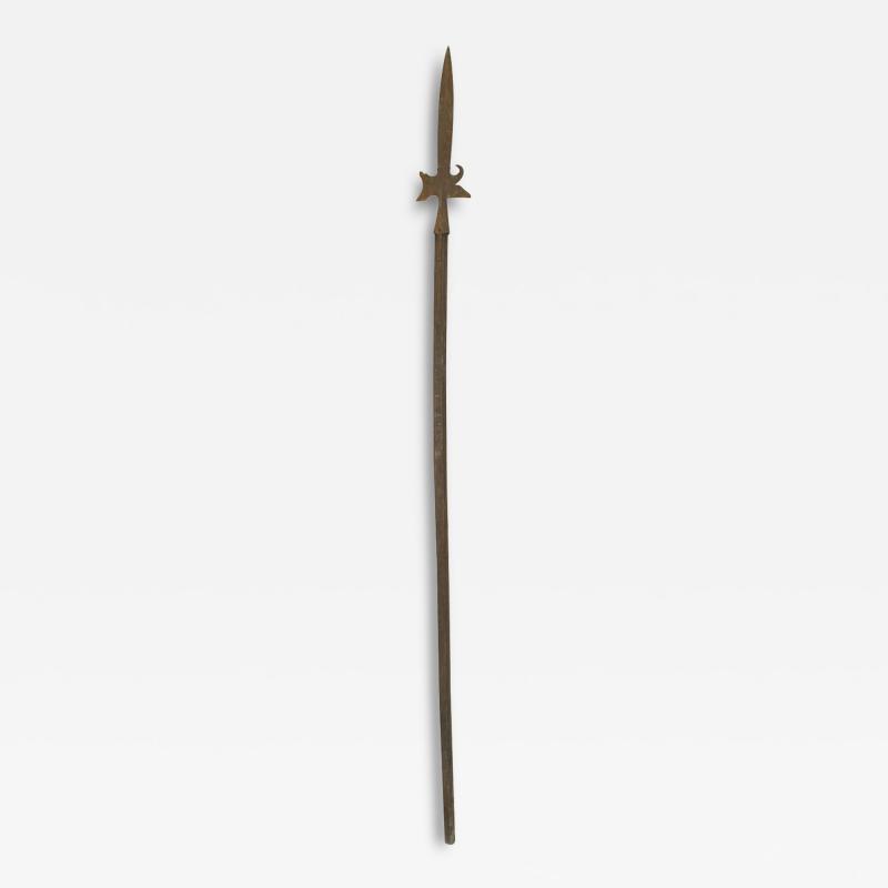 English Renaissance Style Wood and Iron Halberd