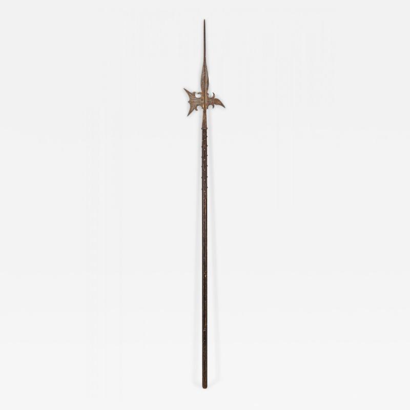 English Renaissance Style Wood and Iron Halberd