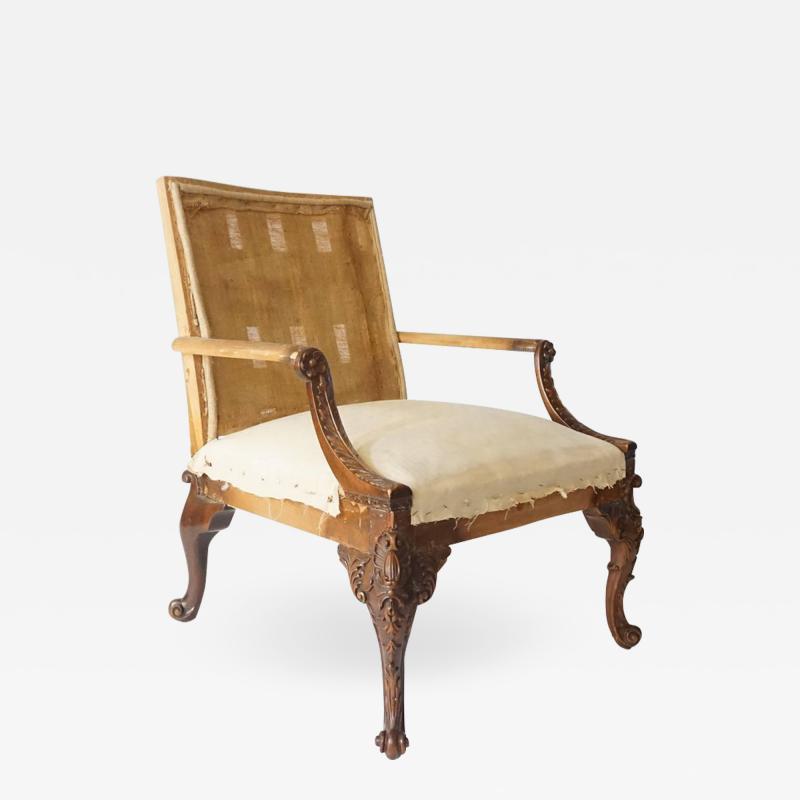 English Rococo Style Gainsborough Library Chair Manner of Giles Grendey